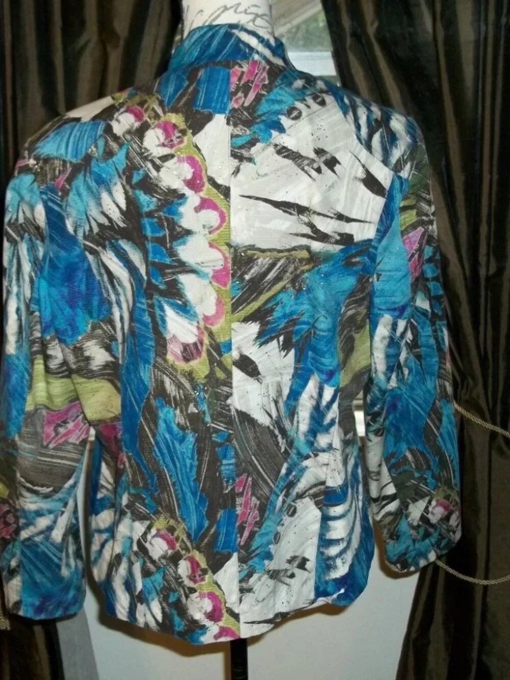 Chico’s Multicolor Jacket Size 1 (medium 8) Bold Artsy Print